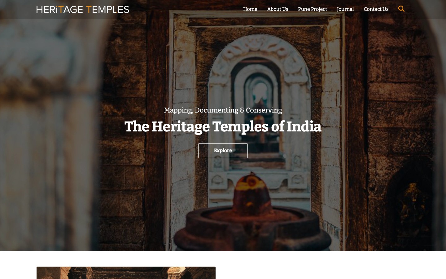 Heritage Temples of India website interface